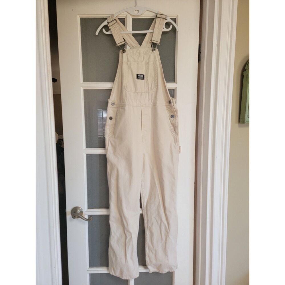 Vans Cotton Canvas Chore Overalls Utility Workwear Cream Extra Small XS